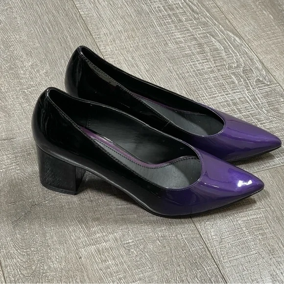 Brian Atwood Ombré Purple Block Heel Patent Pump Size 6 - Picture 1 of 11